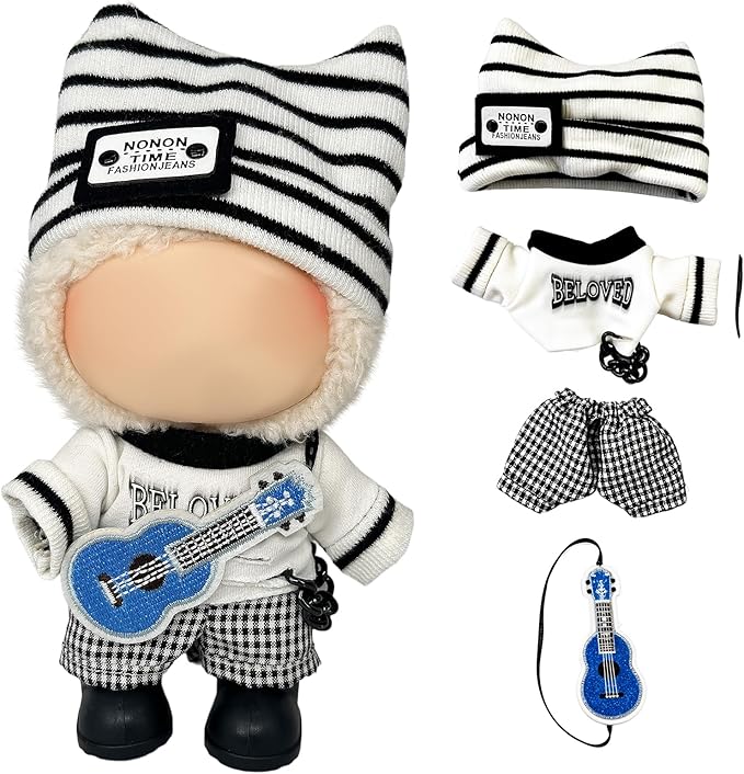 17cm/15cm Dolls Outfit Clothes Set,Accessories for Doll,Clothes Set for Dolls Dress Up (No Doll) (White+Black)