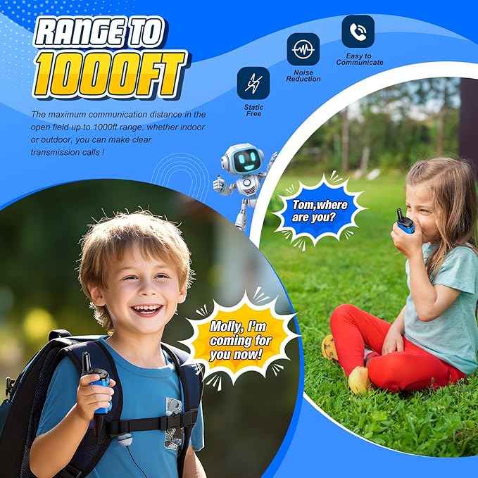 Kids Walkie Talkies Toys for Boys: comedyfun Mini Robots Walkies Talkies 2 Pack Christmas Birthday Gifts for 3 4 5 6 7 8 Year Old Boys Toys Age 4 5 6 7 8 Stocking Stuffers Camping Outdoor Games