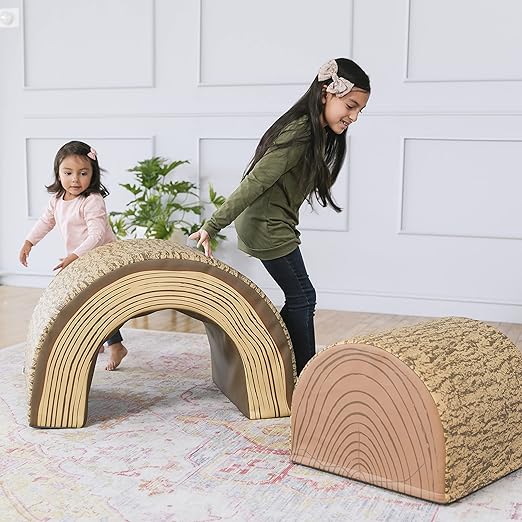 ECR4Kids SoftZone Tree Tunnel and Climber, Toddler Playset, Chocolate, 2-Piece