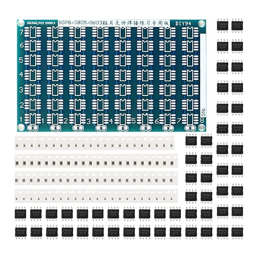 Yidab Soldering Practice Kit DIY Blue PCB IC SOP8 SMD SMT Electronics Projects Soldering Kit Simple Welding Skills Learn Soldering Kit For Beginners (02SOP85)