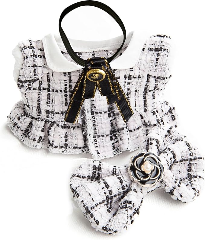 Premium Doll Clothes for Labubu - Luxury Chic Style Set for 17cm Dolls, Doll Outfit for Display, Collectors, Gift - Cute Miniature Fashion Accessories - White Camellia (No Dolls)