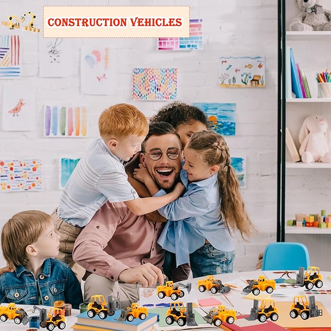 40 Pack Mini Construction Vehicles, Pull Back Trucks, Yellow, Color Style 2, Kids Construction Toys, Ages 3+