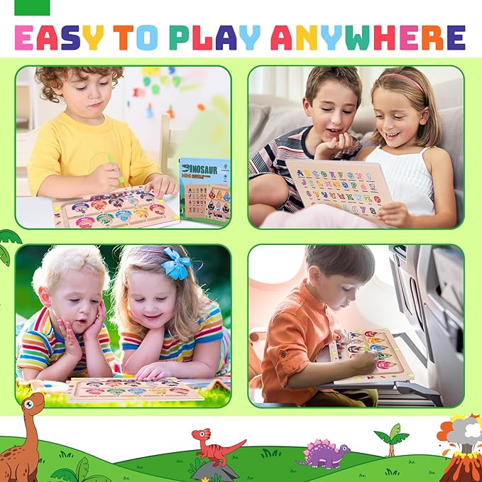 Dinosaur Mini Magnetic Color and Number Maze Montessori Toy for Ages 3 4 5, Toddler Busy Board, Educational Preschool Learning Activities, Ideal Christmas & Birthday Gift for Boys and Kids