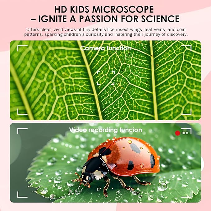 Microscope for Kids 1000X Magnification, Minilabbies 3-in-1 Handheld Portable Digiscope with 2" LCD Display, STEM Educational Toy Halloween Christmas Birthday Gifts for Kids Ages 6-12