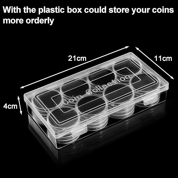 FRIMOONY 46mm Coin Capsules, with Foam Gasket and Plastic Storage Box, for Coin Collection, 2 Packs