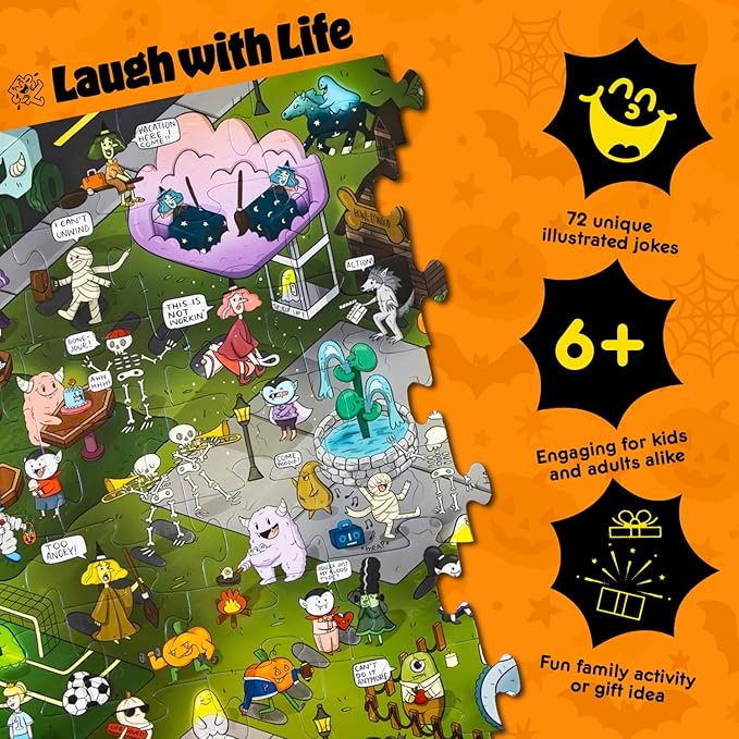 Halloween Joke Puzzle – 72pcs Halloween-Themed Kids Jigsaw Puzzle for Adults, Extra Large Floor Puzzles for Kids Ages 5+, Fun Adult Puzzles & Toddler Educational Toys (24" x 36")