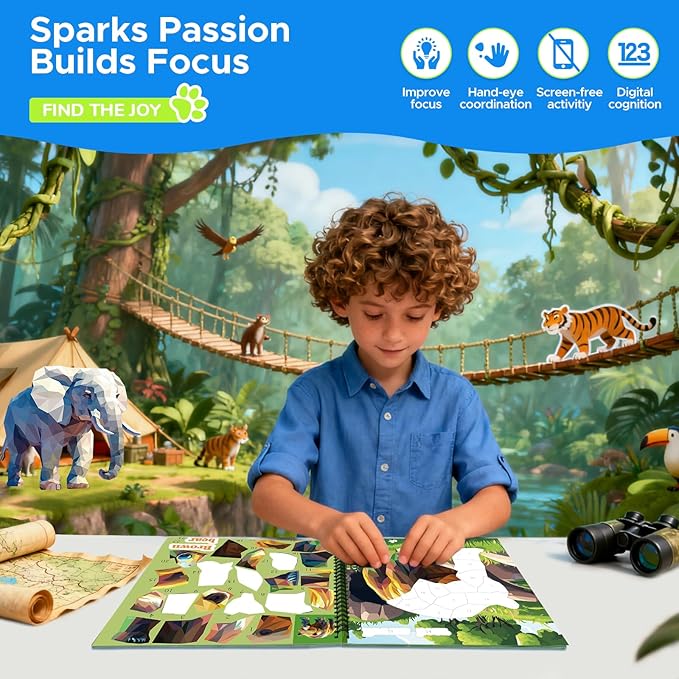 4PCS Paint by Number Sticker Book - Kids Crafts & Acitivity Puzzles Book for Ages 4-10,Mess-Free Travel Toys for Road Trip & Airplane,Perfect Gifts & Basket Stuffers for Kids