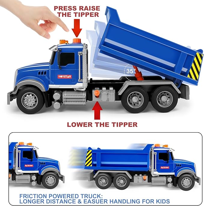 Dwi Dowellin Toddler Trucks Toys for Boys Age 3-5,Big Dump Truck with Lights and Sounds,Kids Boy Toys Christmas Birthday Gift Car