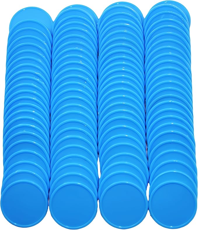 Smartdealspro Set of 100 1 Inch Opaque Plastic Learning Counters Mini Poker Chips Game Tokens with Storage Box (Sky Blue)