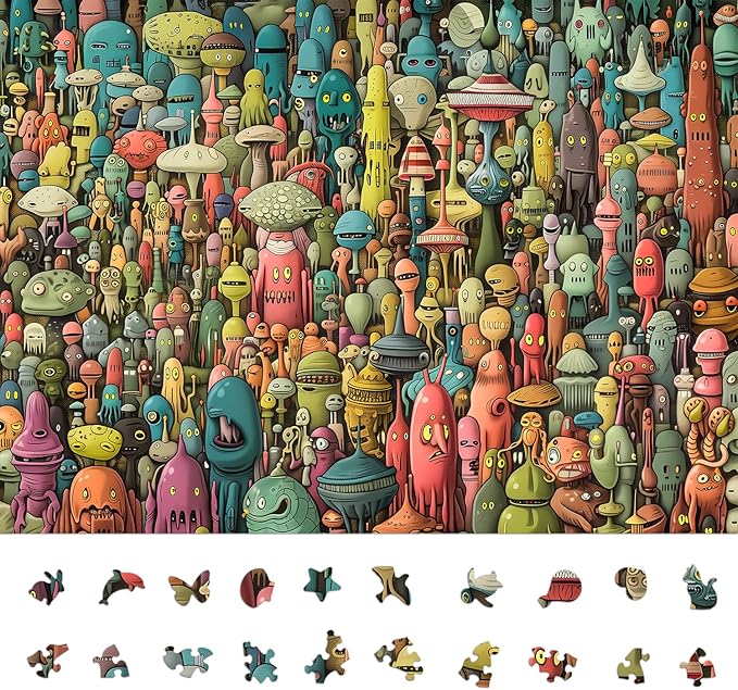 Dense Monster Jigsaw Puzzles for Adults 1000 Pieces, Brain Challenging Shaped Puzzle for Game Night, Family, Friends, Puzzle Size is 26.6 x 19.2