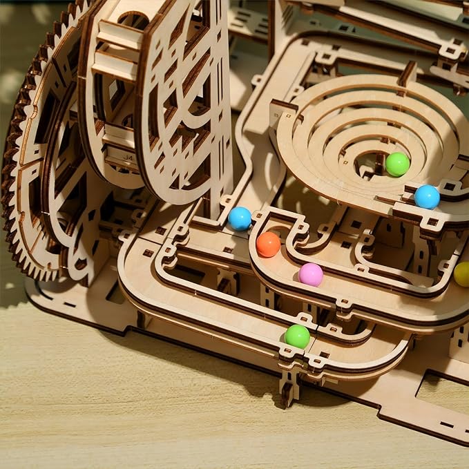 3D Wooden Puzzles Marble Run Set - Space Labyrinth Mechanical Model Kits with Motor, Brainteaser and Puzzle for Christmas/Birthday,Gifts for Adults and Teens to Build Combination