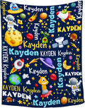 Personalized Baby Blanket for Girls Boys Kids Planet Astronaut Custom Baby Blanket with Name Throw Birthday Gift for Toddlers Infants Shower Newborns Nursery Stroller Crib Bed Decor