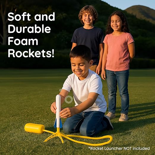 6 Pack Glow-in-The-Dark Foam Rockets - Botabee Stomp Rocket Refills - Outdoor Toy Set - 6.5 Inch Length - Exciting Universal-Fit Replacement for Rocket Launcher for Kids - Safe Foam Design