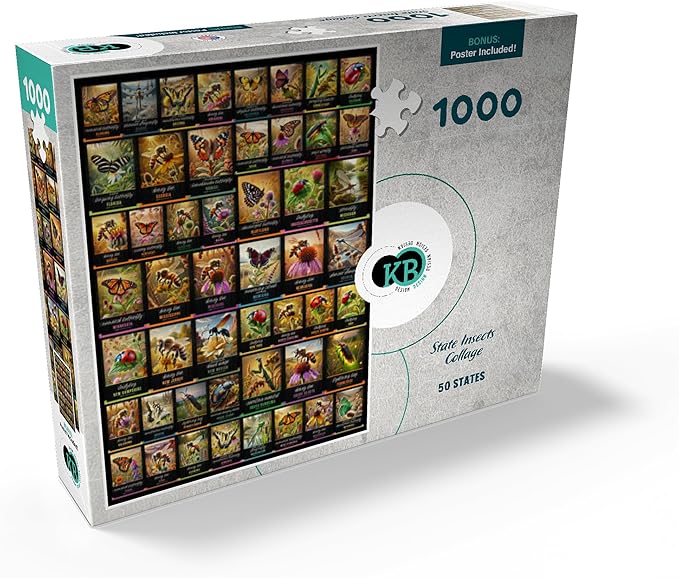 MyPuzzle Collage: State Insects Poster, Vol.1 - Premium 1000 Piece Jigsaw Puzzle for Adults