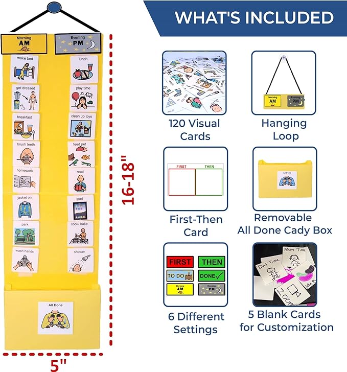Visual Schedule for Kids – 133 Durable Plastic Picture Cards with Soft Loop Coins | Daily Routine & Chore Reward Chart for Home, School, Autism, ADHD & Special Needs Behavior Support