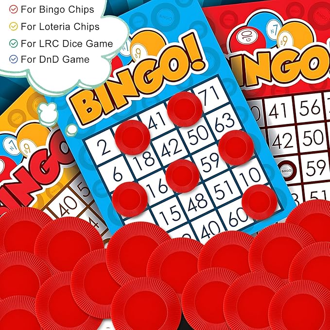 Coopay 1000 Pieces Plastic Poker Chips, Bingo Chips Bulk Learning Counters Disks Poker Card Game, Counting Markers for Math Practice, Game Tokens and Teaching Rewards, 25 mm/ 1 Inch (Red)