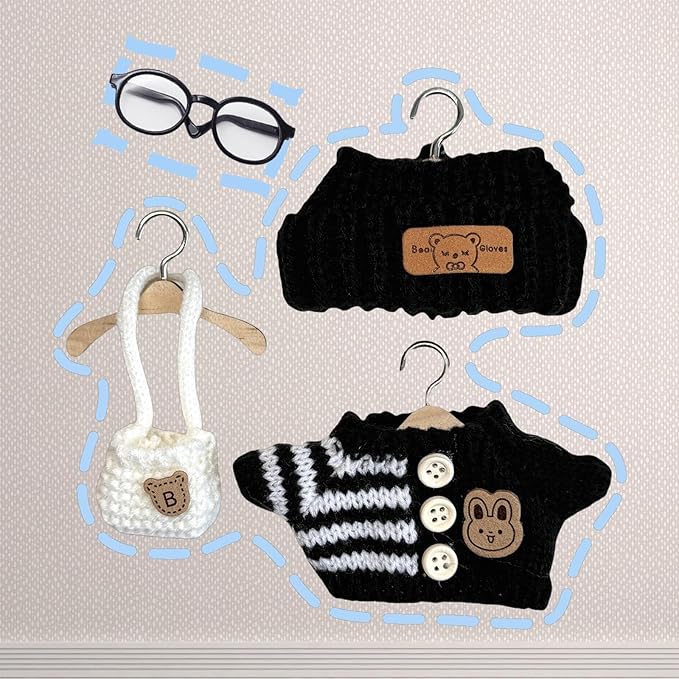 Clothes Set for 15cm/17cm Doll(NO Doll) , Handcrafted Crochet Set Hat & Sweater, Stylish Premium Outfit with Accessories, Cute for Dress up Unique Style