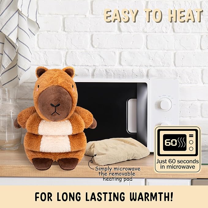 Happy Fuel Capybara Microwavable & Weighted Stuffed Animals - Unscented Heatable Plush Doll, Cute Capybara Plush Toys Gifts for Girls Boys and Kids
