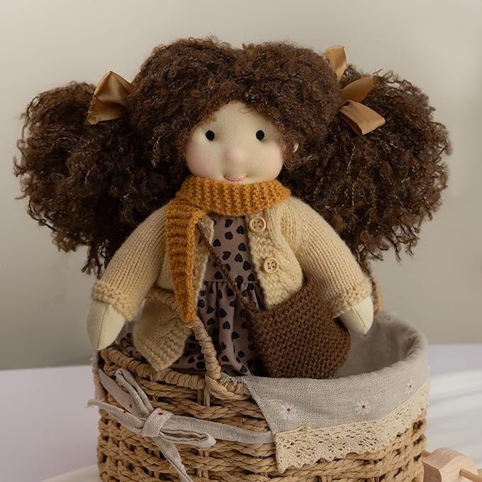 BlissfulPixie Ballerina 12" Waldorf Doll - Handmade Personalized Collectors Rag Doll for Kids Birthday Present with Beautiful Present Box