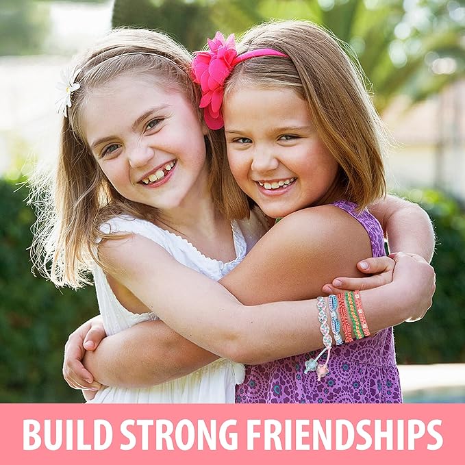 Yolscue Friendship Bracelet Making Kit for Girls,Arts and Crafts for Kids Age 7-12,Best Birthday Gifts Ideas for Ages 7,8,9,10,11,12 Year Old,Kids Bracelet String Toys Set (Pink)