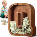 Summidate Large Wooden Piggy Bank for Kids Adults, Alphabets Letter A-Z Piggy Bank for Boys Girls, Coins Bills Change Bank Box Personalized Initial Name Kids Money Bank for Birthday Present and Decor