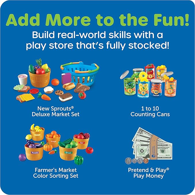 Learning Resources Pretend & Play Calculator Cash Register Toy - Gift for Kids, Toddler Toys, Play Money & Credit Card, Shopping Store Playset, Educational Preschool Activities