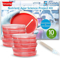Evviva Sciences Nutrient Agar Petri Dishes Science Project Kit, Pre-Poured Agar Plates for Science Experiments, with Experiment eBook (RED)