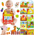Farm Busy Book for Toddlers 1-3, Busy Book for Toddlers 3-5, Educational Farm Barn Animals Quiet Books with Finger Puppets, Montessori Portable Travel Learning Toys for 1 Year Old Boy Girl Gifts