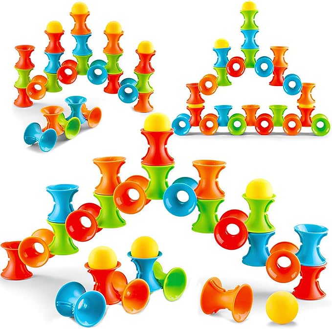RAINBOW TOYFROG Puzzle Splicing Stacking Circles with Balls - Active Toy for Kids Ages 3+ to Build, Stack, and Toss. Colorful Educational Game for Creative Learning and Social Skills Development
