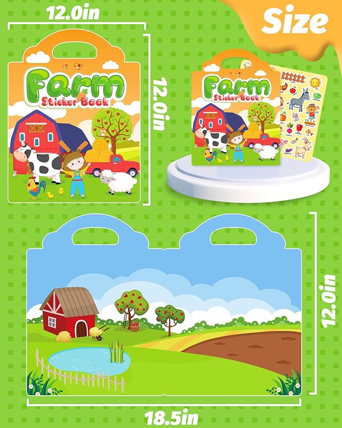 Reusable Sticker Book for Toddlers 2-4 Years, Stickers for Kids, Toddler Craft Activities, Toddler Travel Toys Ages 2+ Boy Girl Birthday Gifts