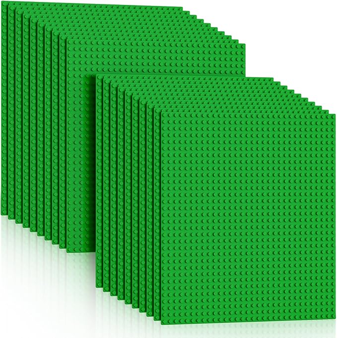 20 Baseplates for Bricks, Classic Green Building Base Plates, 10"x 10" (32Studs Each Side), Compatible with All Major Brands