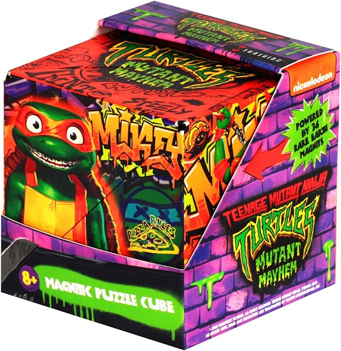 SHASHIBO Teenage Mutant Ninja Turtles Shape Shifting Box - STEM Magnetic Fidget Cube That Transforms Into Over 70 Shapes, Download Fun in Motion Toys Mobile App (Mikey)