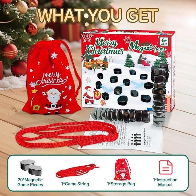 Magnet Game with String, Magnetic Game Chess for Kids Adults, Strategy Board Games for Kids 6-8-12, Christmas Family Games for Kid and Adults, Fun Version, 5-Minute Games, 2-4 Player