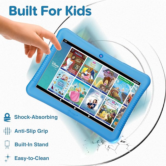 Contixo 10" Android Kids Tablet Bundle - 32GB, 80+ Disney Storybooks ($350 Value), Parental Controls, Kid-Proof Case w/Kickstand & Stylus, Headphones & Sleeve Bag - Blue