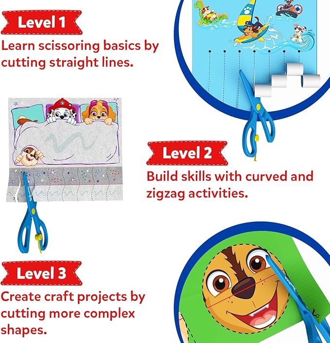 Skillmatics Scissor Skills Activity Book - Snip Snip PAW Patrol, 25 Fun Cutting & Creative Activities for Preschoolers, Fine Motor Skills, Felt Craft Kit, Gifts for Ages 3, 4, 5, 6, 7