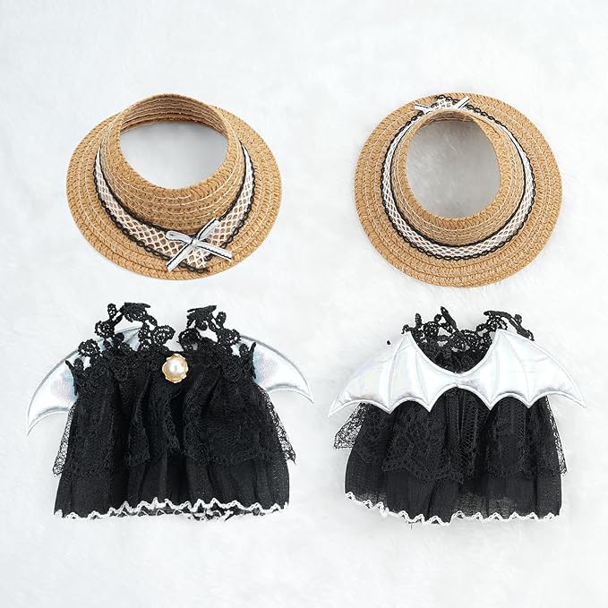 17cm Doll Clothes Set-Adorable Outfits for Dolls-Stylish Accessaries Clothes Dress-Up-Replaceable Clothing Collections, Includes Hat, Top, Skirt(Black-Style E)
