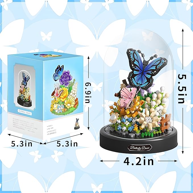 530 PCS Micro Brick Flower Butterfly Bouquet Building Sets, Animals Botanical Collection Blocks Model for Adult Toys,Home Decor and Office Art Creative Gift Women, Mom,Girl - Valentine’s Day Gift