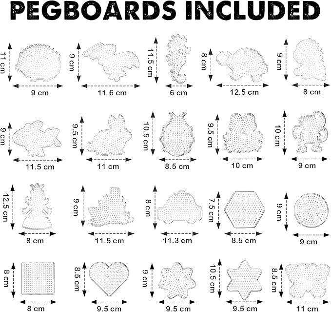 FUNZBO 13200 5mm Fuse Beads Kit - Fuse Beads Set with 20 pcs Special Shaped Pegboards, Home School Arts and Crafts Supplies for Kids, Gifts for Girls and Boys Age 5+ Years Old