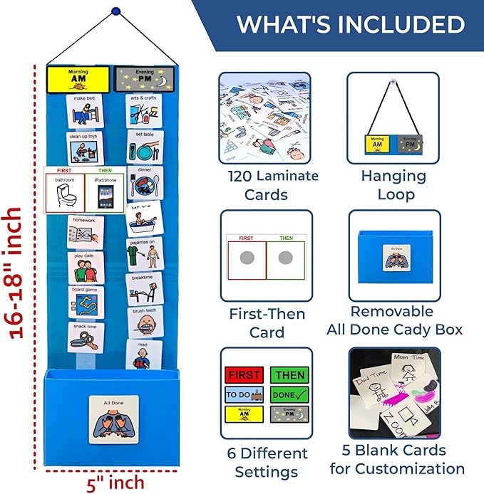 Visual Schedule for Kids – 133 Durable Plastic Picture Cards with Soft Loop Coins | Daily Routine & Chore Reward Chart for Home, School, Autism, ADHD & Special Needs Behavior Support