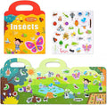 Magnetic Portable Playboard Insect Park Theme Reusable Sticker Book for Toddler, Refrigerator Magnet Educational Learning Toys Travel Stickers Activity Books for Kids Girls Boys Age 3+ Birthday Gifts