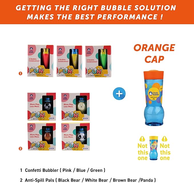 Uncle Bubble Blower for Kids and Toddlers, Set of 2 Mini Bubble Blower Makes Thousands of Bubbles Ease, Plastic Reduction Version