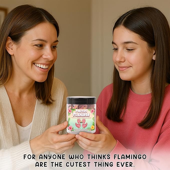 Positive Flamingo Jar – 60 Affirmation Cards for Anxiety & Self Care, Flamingo Gifts for Women, Teens & Sister, Friends, Cards to Reduce Anxiety & Increase Relaxation, White Elephant Gifts