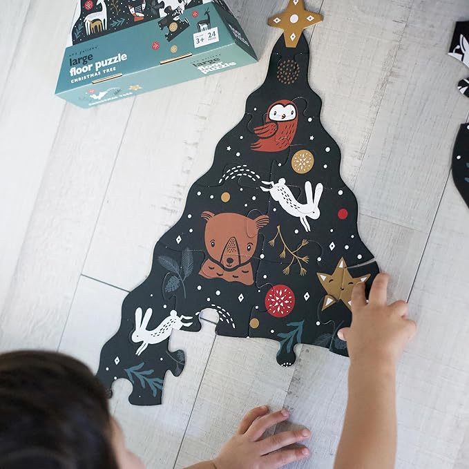 Wee Gallery Floor Puzzle, 24-Piece Jumbo Jigsaw Puzzles for Toddlers, Early Learning Activity, Cognitive and Fine Motor Skills Development, Learning Toys for Toddlers, Christmas Tree