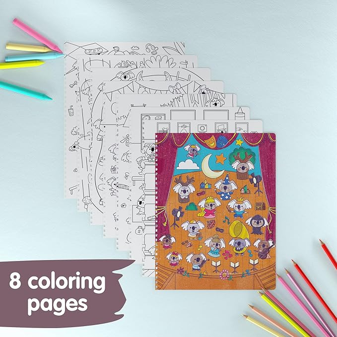 CUPKIN Koalas Sticker Book Activity for Kids, Toddler Airplane Travel Essentials, 300+ Koala Stickers for Children + 8 Scenes + Coloring Pages, Koala Bear Lover Gift Kids Crafts for Ages 2–8