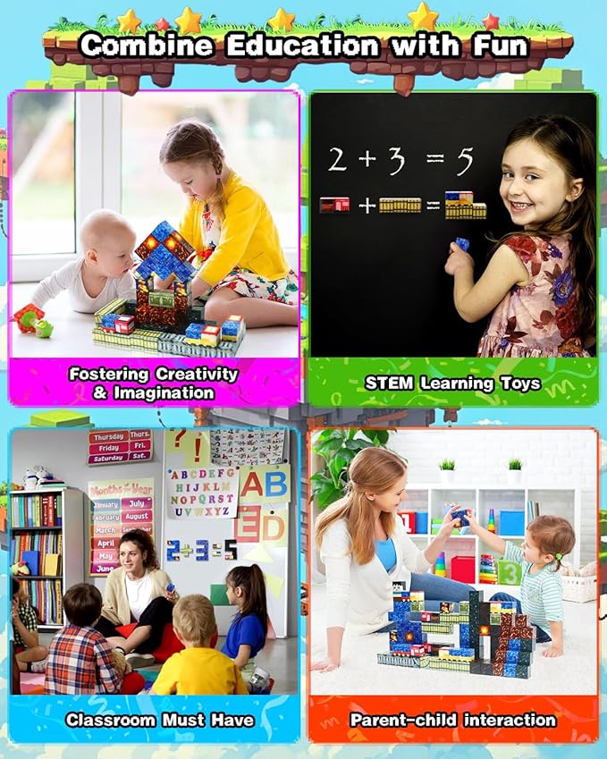 Aleath Magnetic Blocks Building Toys for Kids: 100PCS Magnet Cubes Trains Set - Kids Toys for Christmas Birthday Gifts - 0.8 inch Magnetic Blocks for Boys & Girls 3+