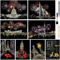 Scratch Art for Kids & Adult, Rainbow Engraving Painting Landscape Scratchboard(A4) Crafts Set: 8 Sheets 4 tools - Congress Building, Burj Al Arab, Eiffel Tower, Big Ben, Moscow(Fireworks / Building)