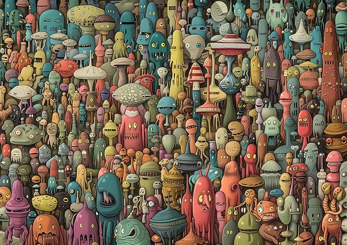Dense Monster Jigsaw Puzzles for Adults 1000 Pieces, Brain Challenging Shaped Puzzle for Game Night, Family, Friends, Puzzle Size is 26.6 x 19.2