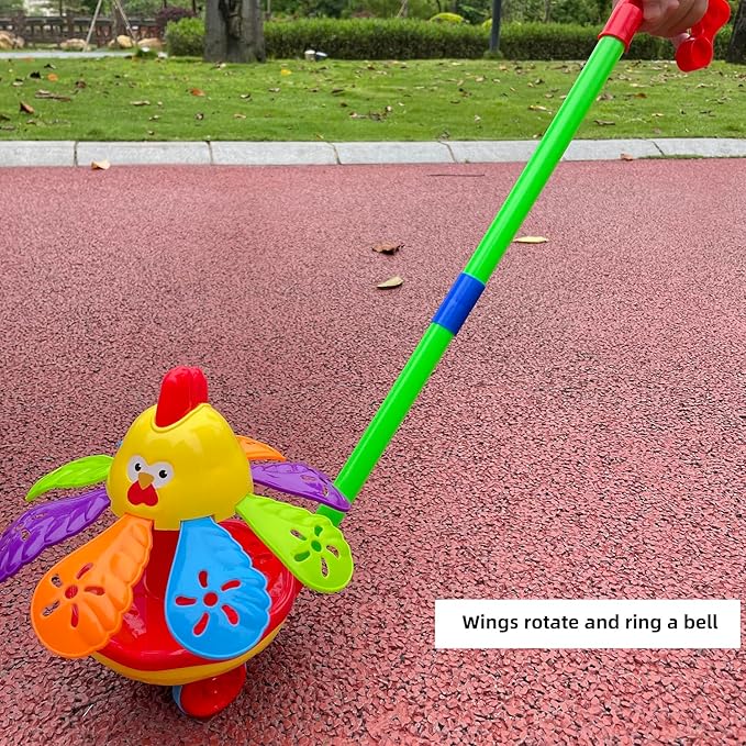 Interactive Youngsters' Toy Car with Spinning Wings & Jingle Bell - Educational Fun for Christmas, Halloween, Thanksgiving, Birthday Gifts, Rooster Toys - (Color Random)