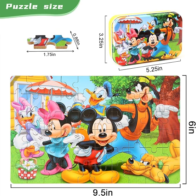 Puzzles for Kids Ages 4-8, 60 Piece Puzzles for Kids Ages 3-5 in a Metal Box Girls and Boys Learning Educational Jigsaw Puzzle Toys Gifts