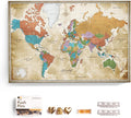 Canvas World Map with Cork Pin Board - English Lettering - Decorative Wall Decoration for All Rooms - Canvas Pictures with World Map Motif (150x100 cm, Pattern 3)
